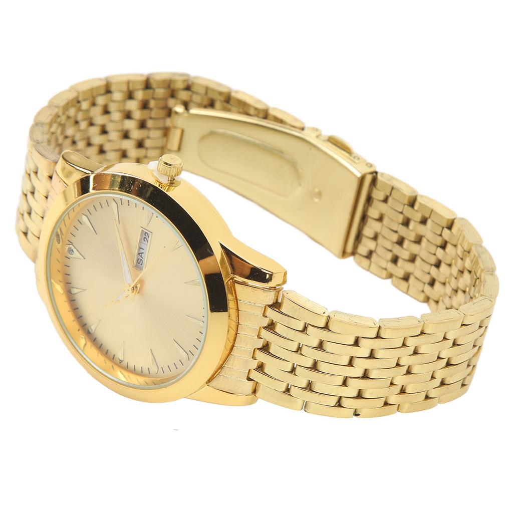 Quartz Men Watch Commercial Dual Date Stylish Classic Quartz Stainless Steel Dress Watch