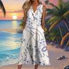 European and American summer new women's clothing, fashionable pocket V-neck striped sleeveless casual dress