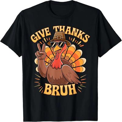 Bruh Meme Lustiger Thanksgiving-Truthahn Jungen Herren Dankbar Bruh T-Shirt