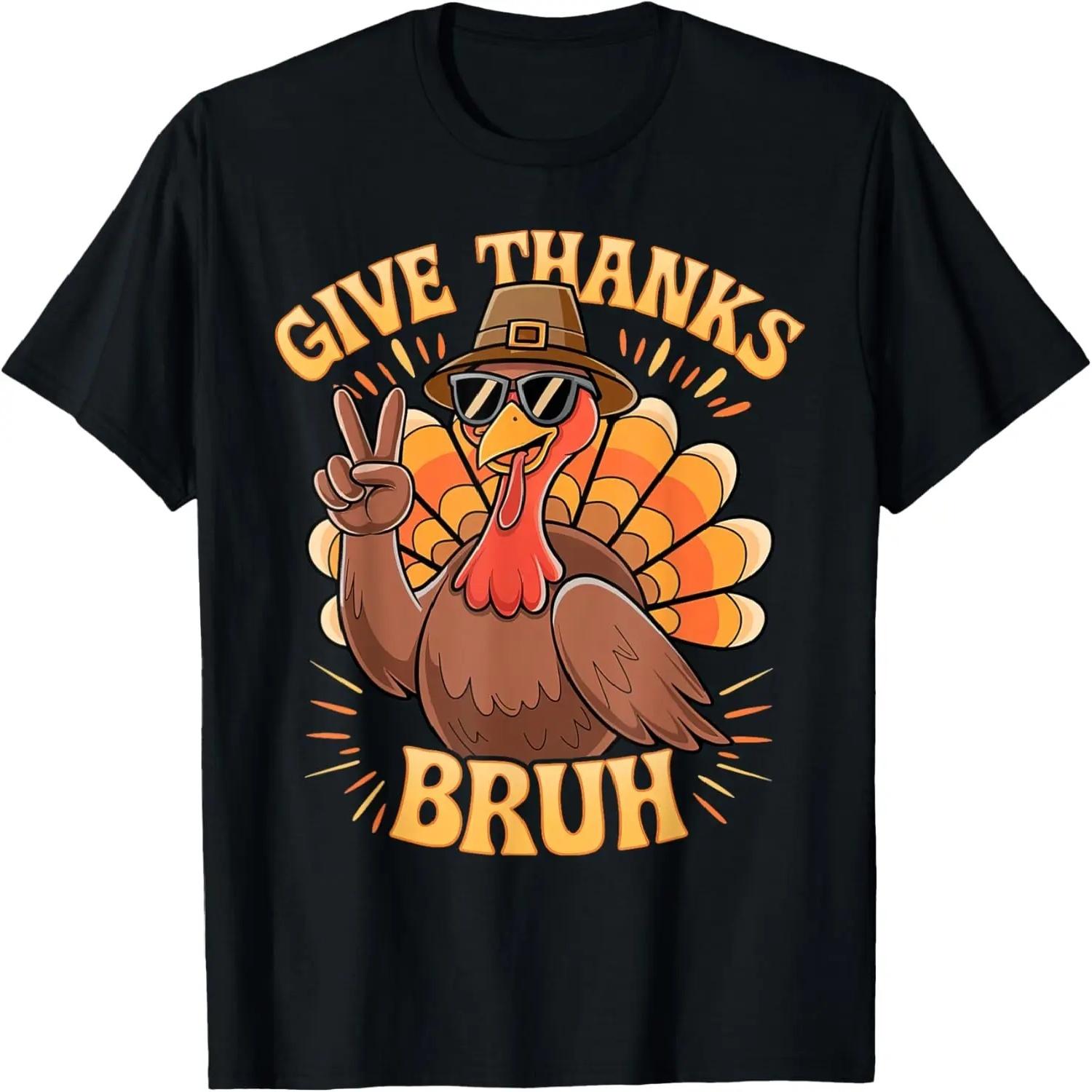 Bruh Meme Funny Thanksgiving Turkey Boys Mens Thankful Bruh T-Shirt S