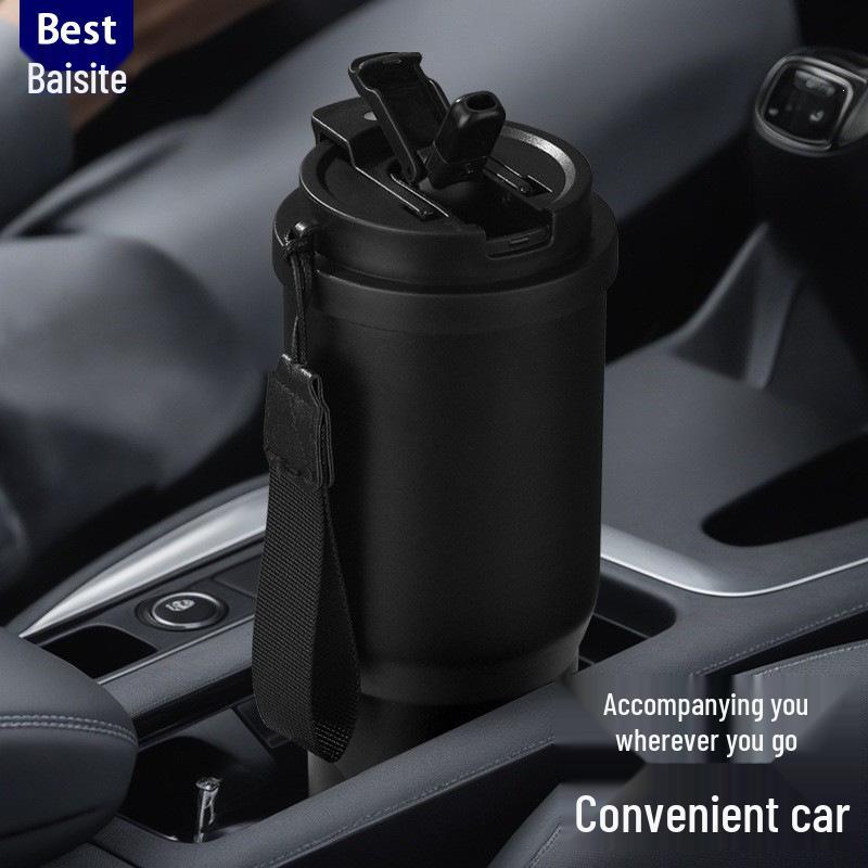 304 Stainless Steel Insulated Coffee Tumbler with Lanyard - Portable Dual Use for Hot & Cold Beverages
