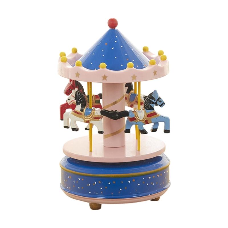 Hand Cranked Rotating Christmas Carousels Plays Traditional Holiday Song Smoothly