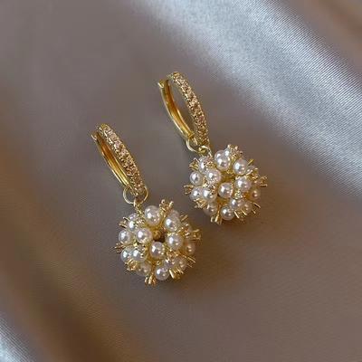 Orecchini pendenti con diamanti e perle, nuova personalità alla moda, orecchini squisiti, temperamento, orecchini in stile Hong Kong, donne