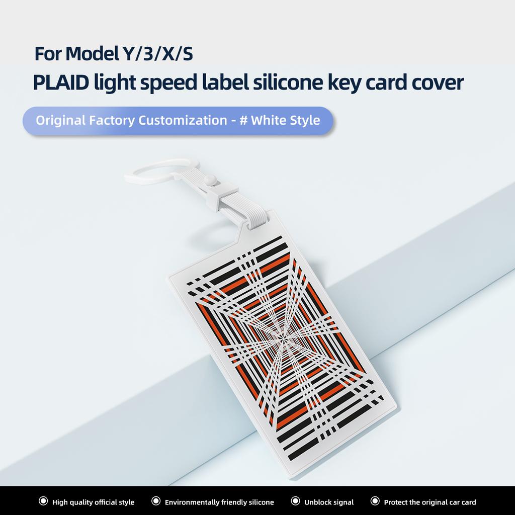 Key Card Holder For Tesla Model 3 Y X S Car Key Card Protector Cover Auto Accessories PLAID Light Speed Label Silicone Key Case