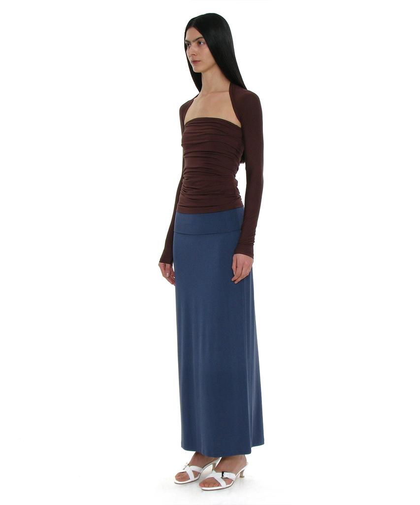 Partimento Woman Pwc Folding Waist Jersey Maxi Skirt_Navy