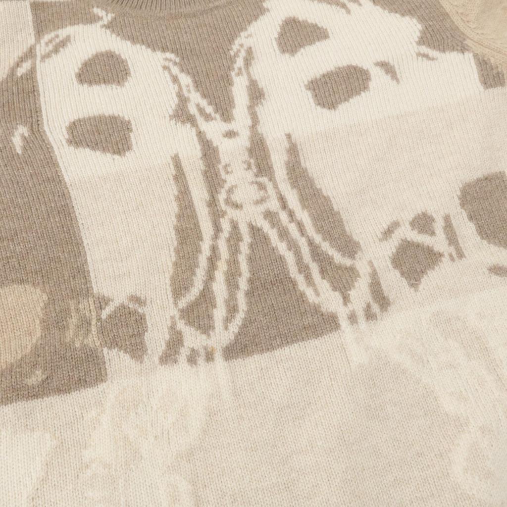 HERMES Brides de Gala/Brid de Gala Beige x Ivory Cashmere Crew Neck Long Sleeve Knit Pullover tops 36 Beige x IvoryUsed