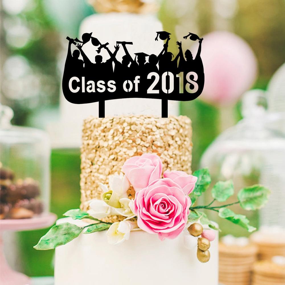 New Class of  Black Cake Topper Graduation Party Cake Decoration with Acryl