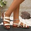 Plus Size Buckle Flat Toe-Baring Sandals for Women