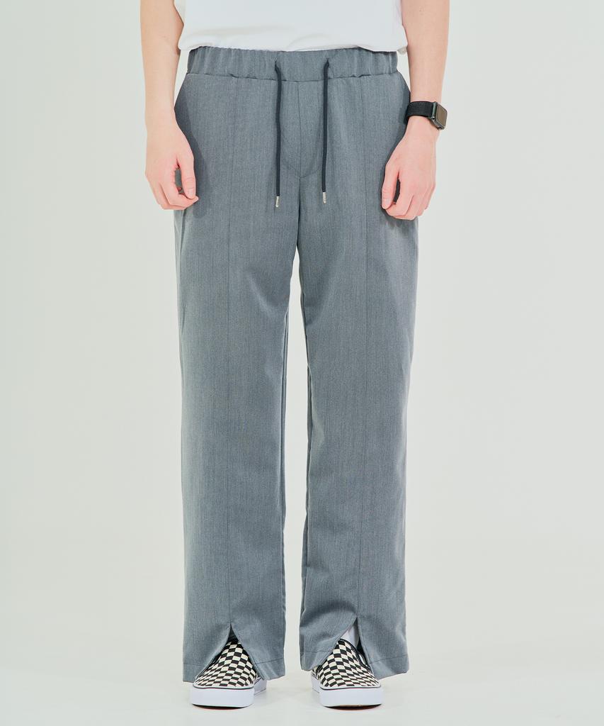 Modesty Sign Language Slit Banding Pants Gray