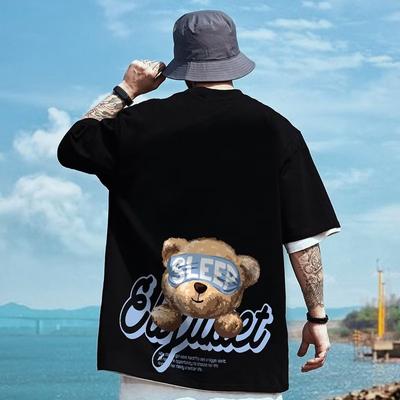 T-shirt da uomo T-shirt alla moda di marca di moda da uomo grassa a manica corta oversize hip hop