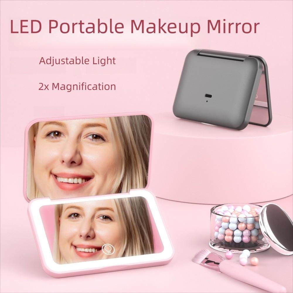 Magnifying Aesthetic Vanity Mirrors Portable LED Light Desktop Mirror  Lady Gift