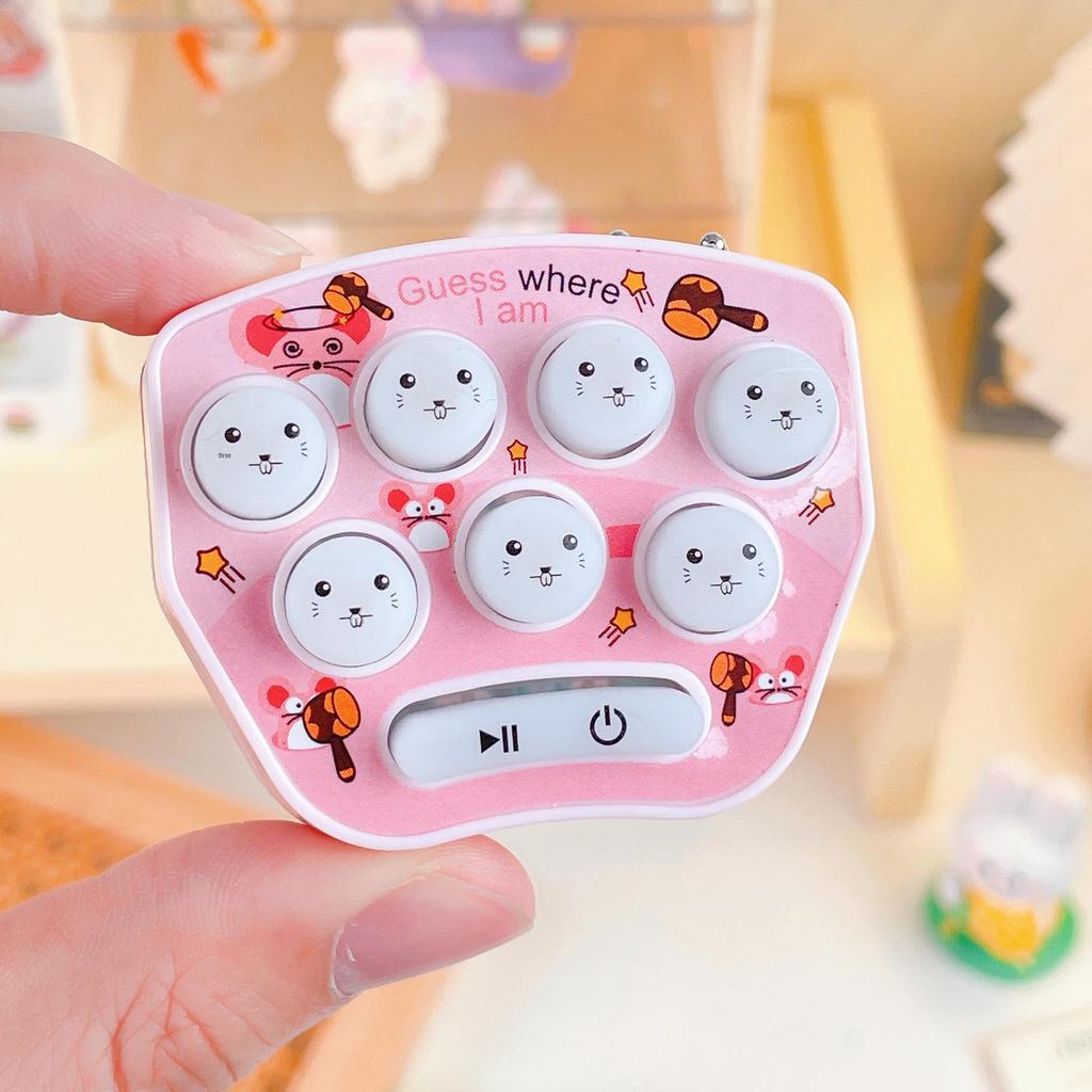 Mini Cartoon Whack-a-Mole Handheld Game Keychain - Fun Puzzle Toy for Students