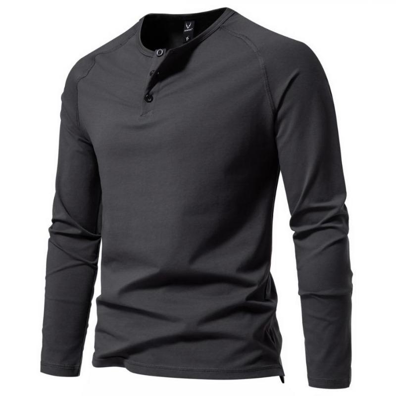 Men Solid Color Long Sleeve Casual Basic Bottoming T Shirt For Daily Wear