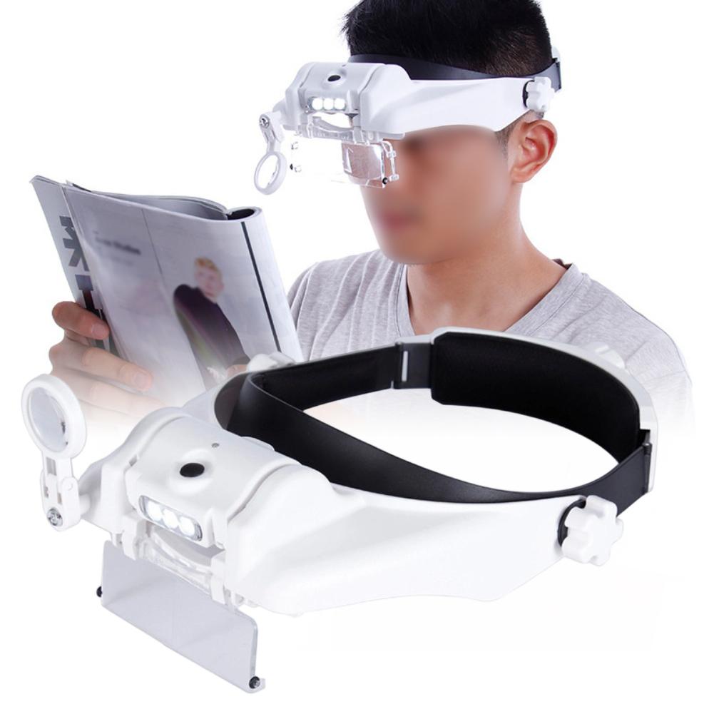 Headband Loupe LED Magnifier 15 Lens Combinations Adjustable LED Lights 8-12 Hours Battery Life 5 Replaceable Lenses