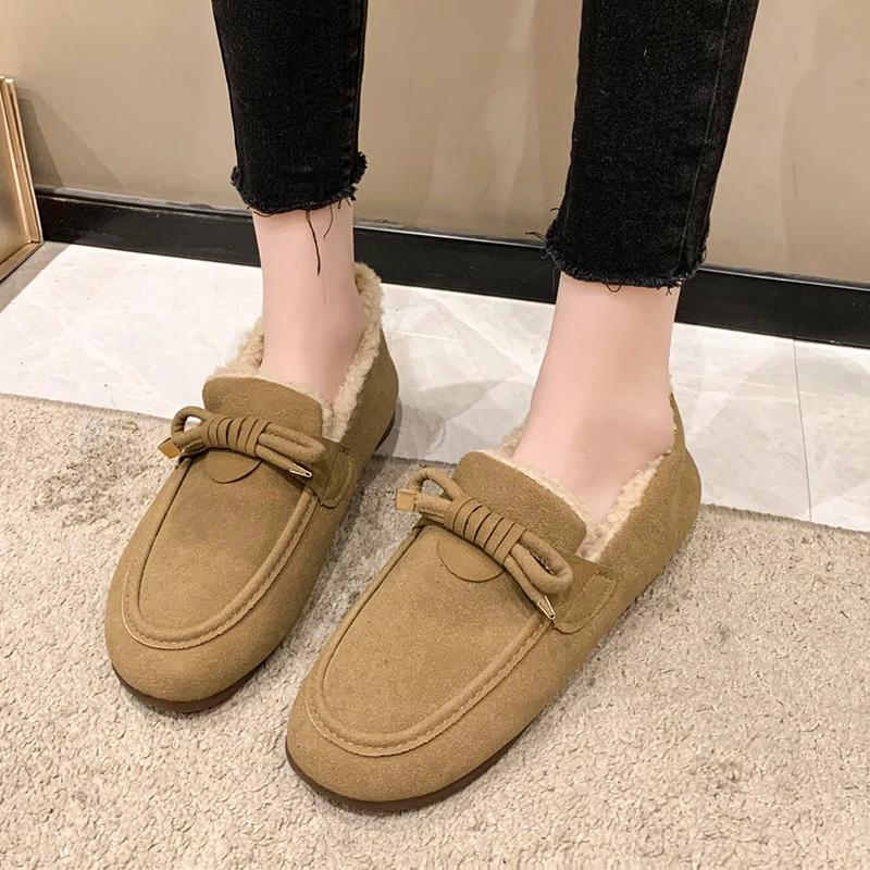 Winter Warm Shoes Fashion Low Top Flat Cotton Shoes Women Flats Casual Buckle Suede Comfort Platform Shoes