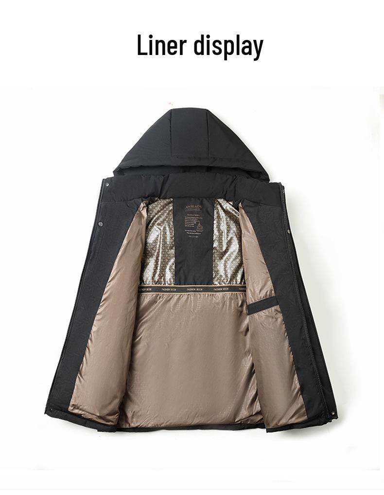 Herren Kapuzenjacke mit Baumwollfüllung: Lässiger, warmer, kurzer Wintermantel für Väter mittleren Alters, Neue Kollektion 2025