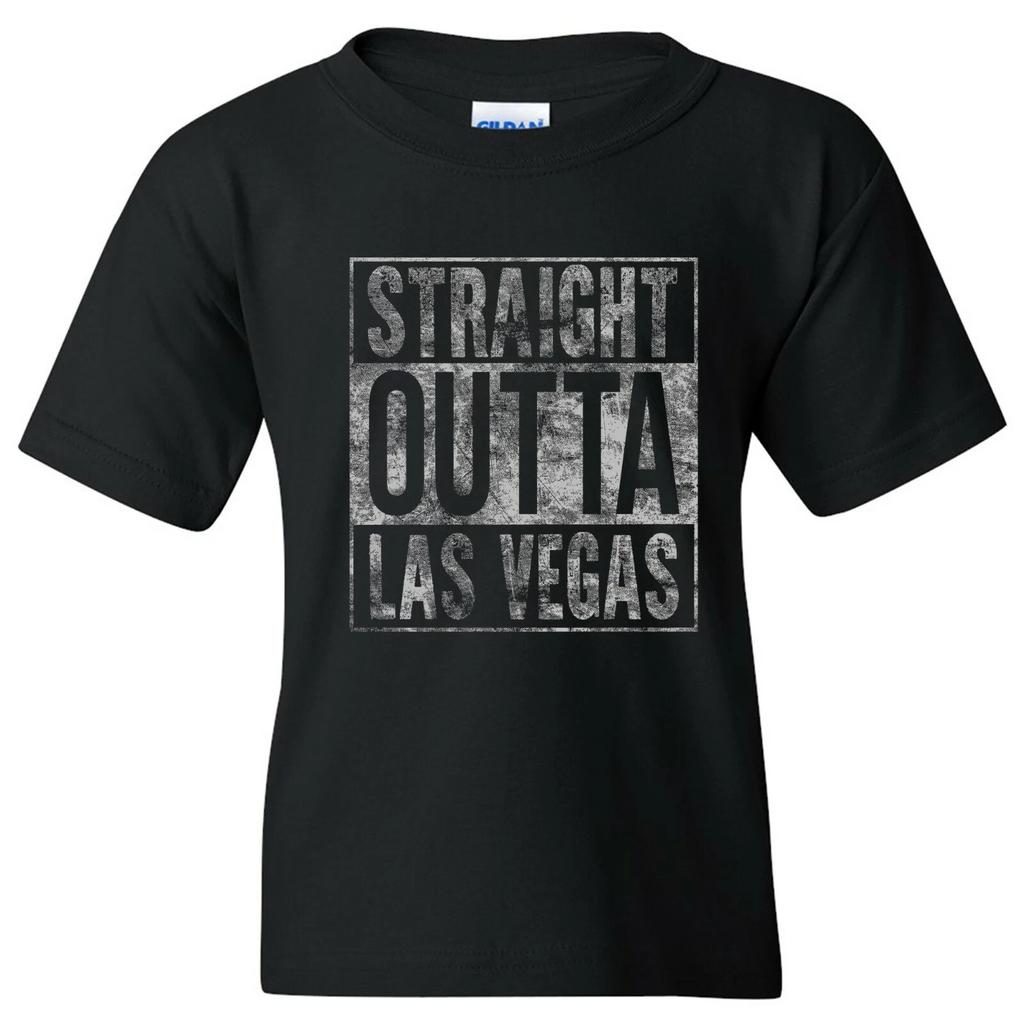Straight Outta Las Vegas - American Football Team Youth T Shirt - Black