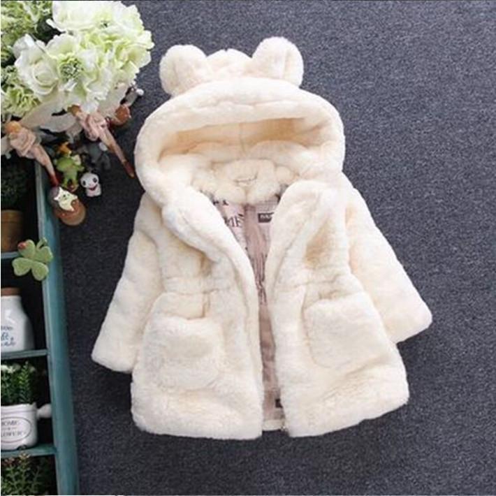 Girls’ Winter Clothes  Warm Children's Faux Fur Coat with Ears for Girls