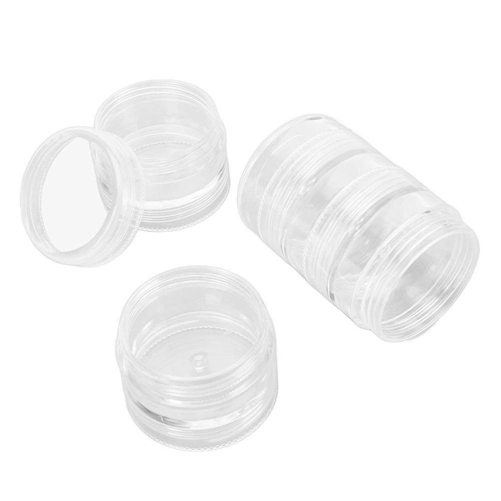5pcs 5 Layer Design Watch Parts Storage Box Transparent Material Round Shape Watch Movement Parts Box Clear Plastic