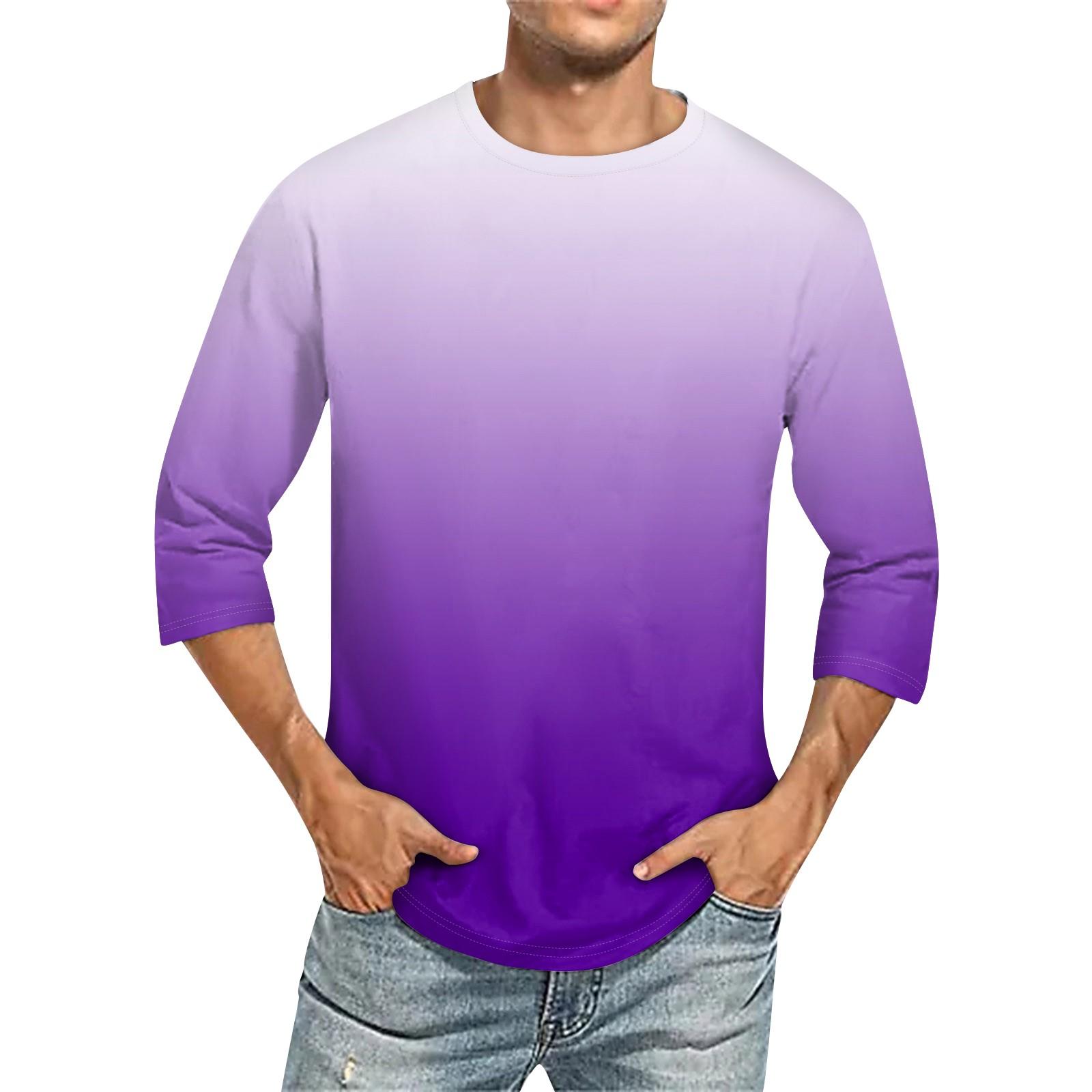 

Чоловіча однотонна футболка з круглим вирізом і три чверті XXXL фіолетовий