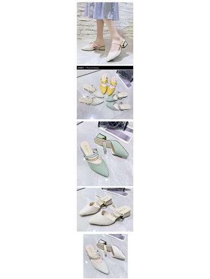 Damen Sandalen & Pantoletten mit spitzer Zehenpartie und Blockabsatz - Vielseitiger koreanischer Stil