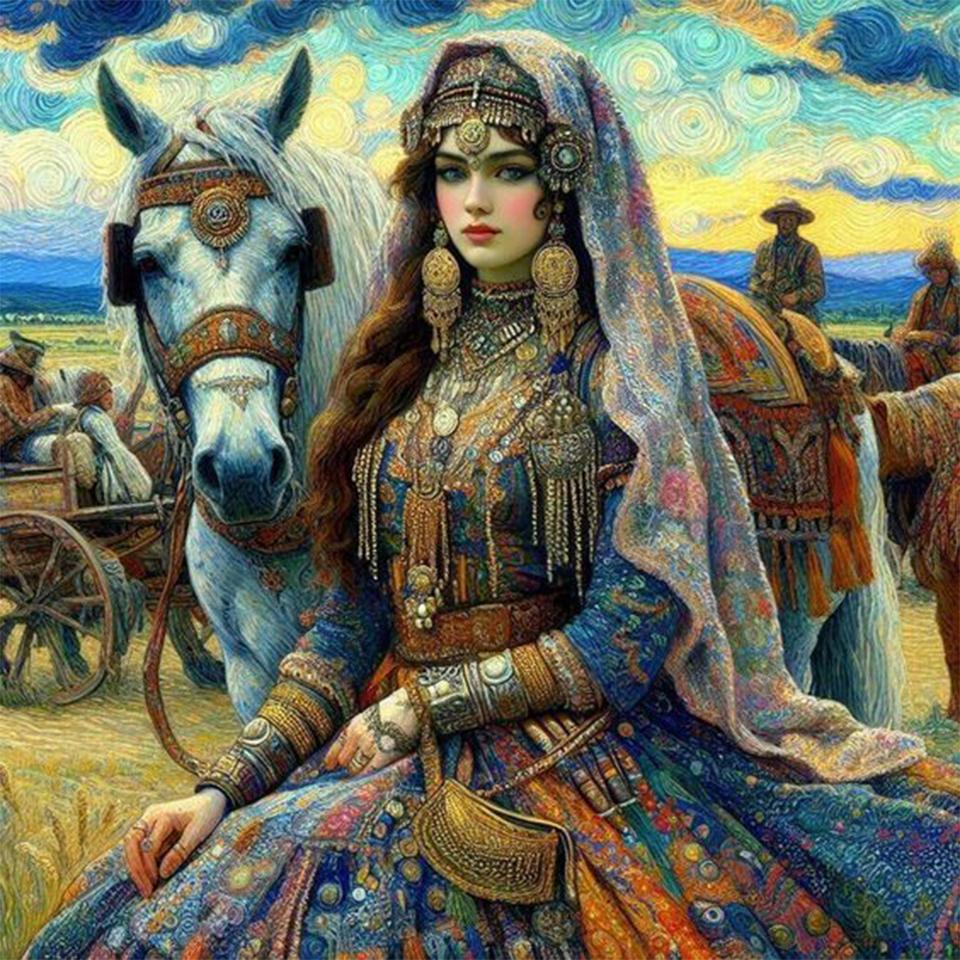 Diy 5D diamantový obraz Nový produkt Zasněná dívka a plná mozaika Zvířecí kůň Psí obrázek Výšivka na zeď