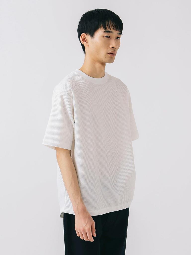 Beams Heart Quick-Dry S/S Waffle T-Shirt (Moisture-Wicking, Quick-Drying, and Pill-Reducing), Men's White, Size L, 42040348639