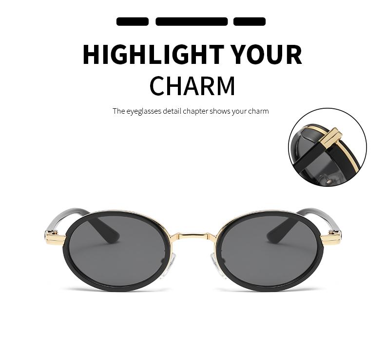 Oval Punk Sunglasses Women Brand Metal Frame Sun Glasses For Men Classic Vintage Steampunk Eyewear Shades UV400