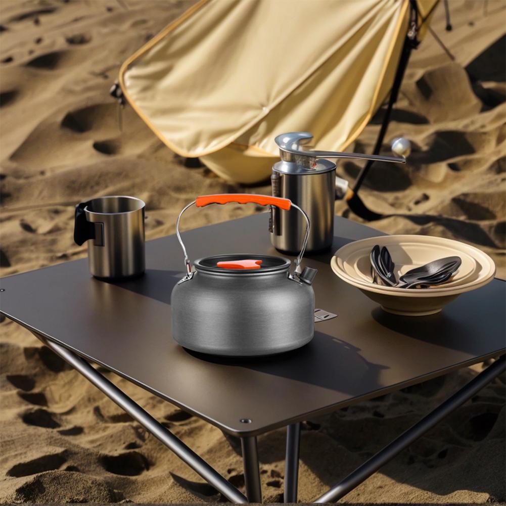 0.8/1.6L Camping Kettle Portable Camping Teapot Aluminum Alloy Water Boiler Anti Scald Handle Multifunctional for Hiking Picnic