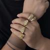 Ingemark 5Pcs/Set Vintage Irregular Metal Texture Ring Men Trendy Creative Open Adjustable Wide Ring Aesthetic New Jewelry Gift