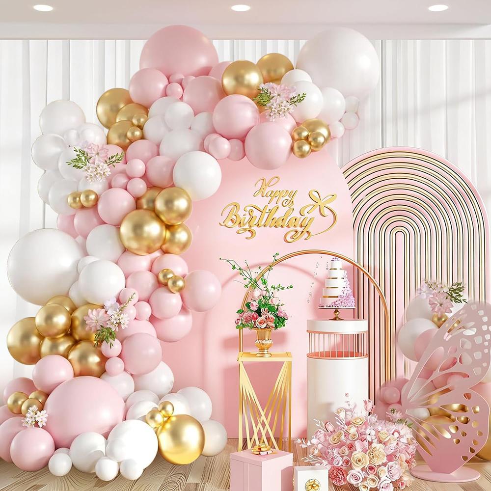 White Sand Balloon Kit Pastel Pink Gold Balloons Garland Arch Home Baby Shower Gender Reveal Wedding Birthday Party Decoration