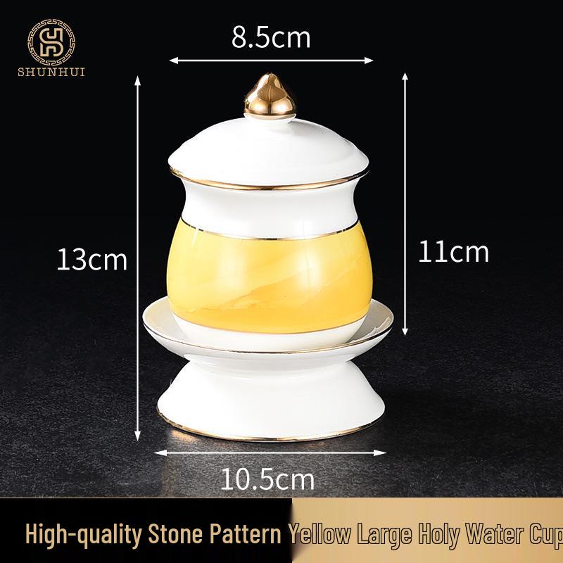 Large Ceramic Buddhist Incense Burner for Indoor Rituals, with Holy Water Cup and Incense Stick Holder