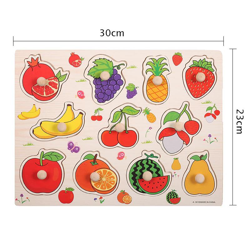 Children Wooden Puzzle Montessori Toys Cartoon Animal Traffic Hand Grab Boards Early Learning Educational Toy for Kids TMZ