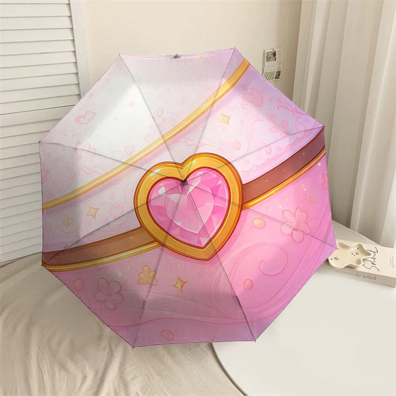 

1PC Heart Flowers Umbrella-8-Rib Reinforced, Automatic Open, Lightweight & Durable, Cute Fashion Accessory for Outdoor-F2656