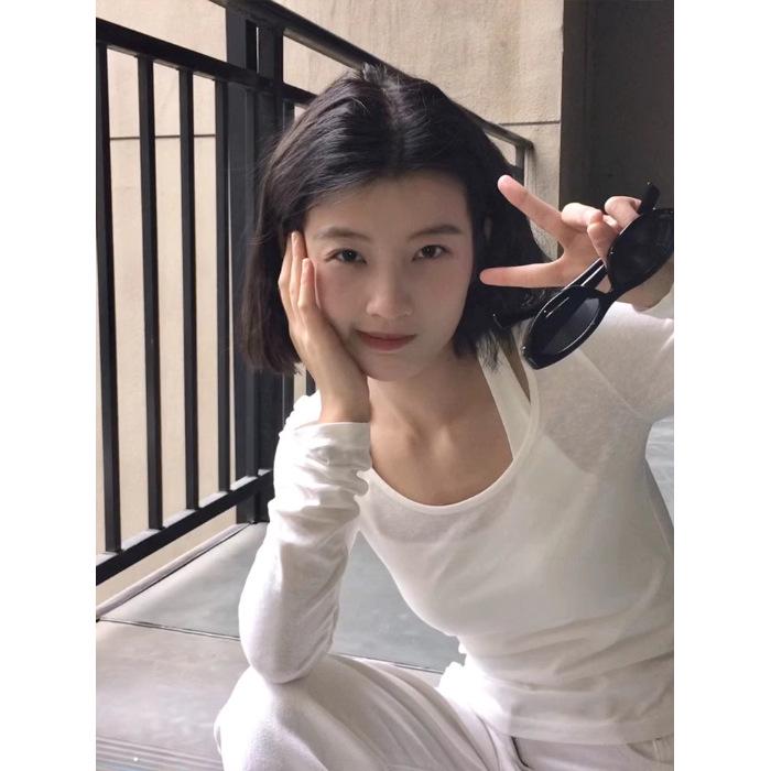 

2025 Новый Весенне-Летний Женский Слим-Костюм Двойка: Сладкая и острая тонкая футболка и кардиган XL белый