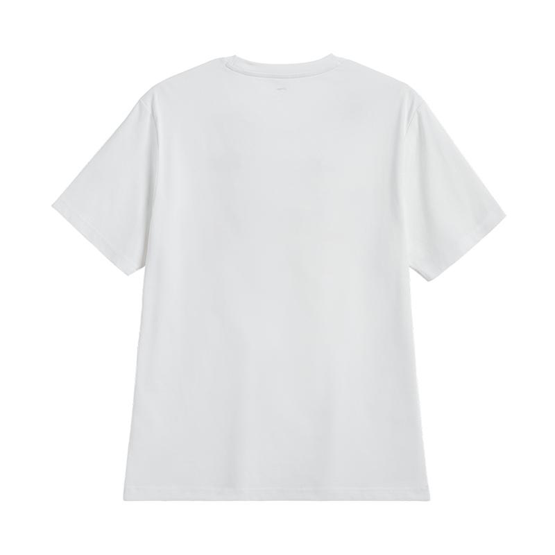 Li-Ning Letter Logo Printed Loose Comfortable Casual Early Spring Short Sleeve T-Shirt Unisex Tops White AHSVA73-2