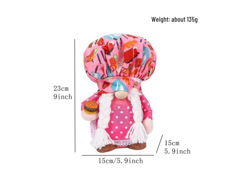 Gnome Chef Faceless Christmas Decoration Doll: European Sandwich Burger Figurine, Thanksgiving Gift