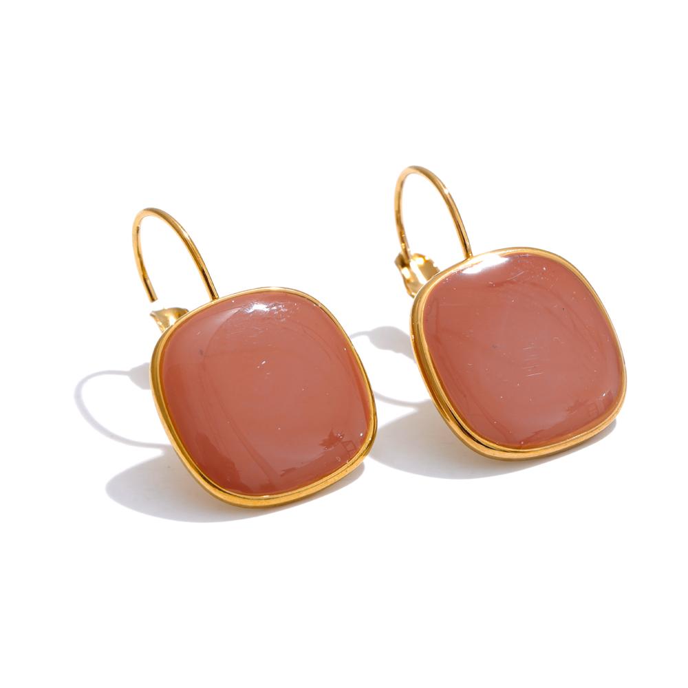

Yhpup Joyful Candy Multicolor Enamel Square Hoop Earrings Golden Plated Stainless Steel Spring Summer Jewelry Waterproof