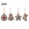 Retro Holiday Home Decor Accents Burlap Christmas Ornaments, Rustic Linen Fabric Hanging Decoration, Tree Ball Stocking Five Pointed Star Toppers