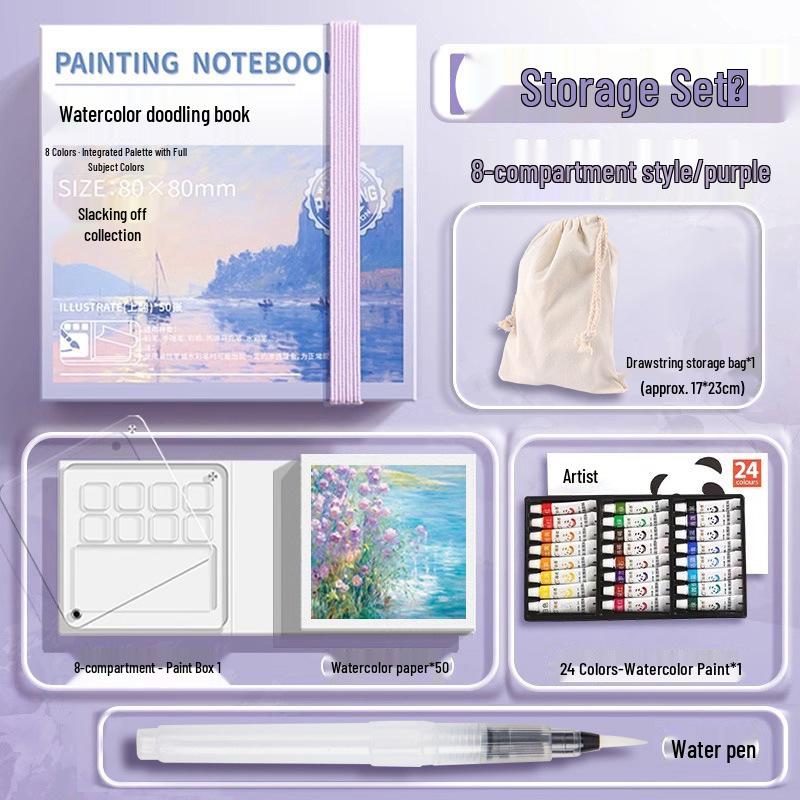 Moyu Watercolor & Acrylic Travel Sketching Set: Portable Palette, Drawing Board, and Book for Painting and Sketching.