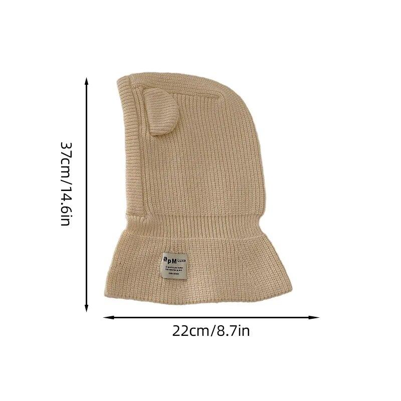 Koreanische Nette Bär Ohr Baby Mit Kapuze Hut Winter Warme Gestrickte Ohr Schutz Balaclava Cap Für Kinder Mädchen Jungen Ein Stück schal Kappe