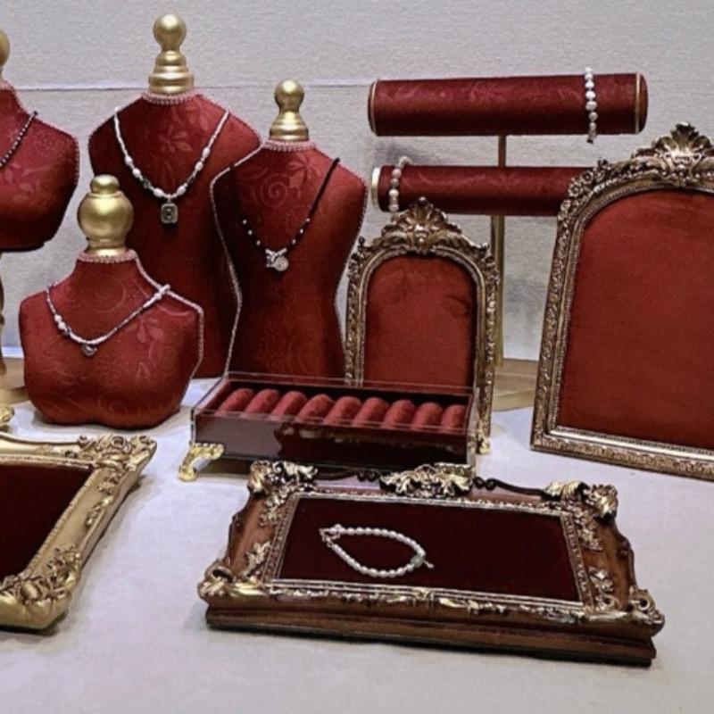 Flannel Exquisite Jewelry Display Rack Necklace Model Showcase Stand Counter Jewellery Show Holder Live Stream Storage Shelf