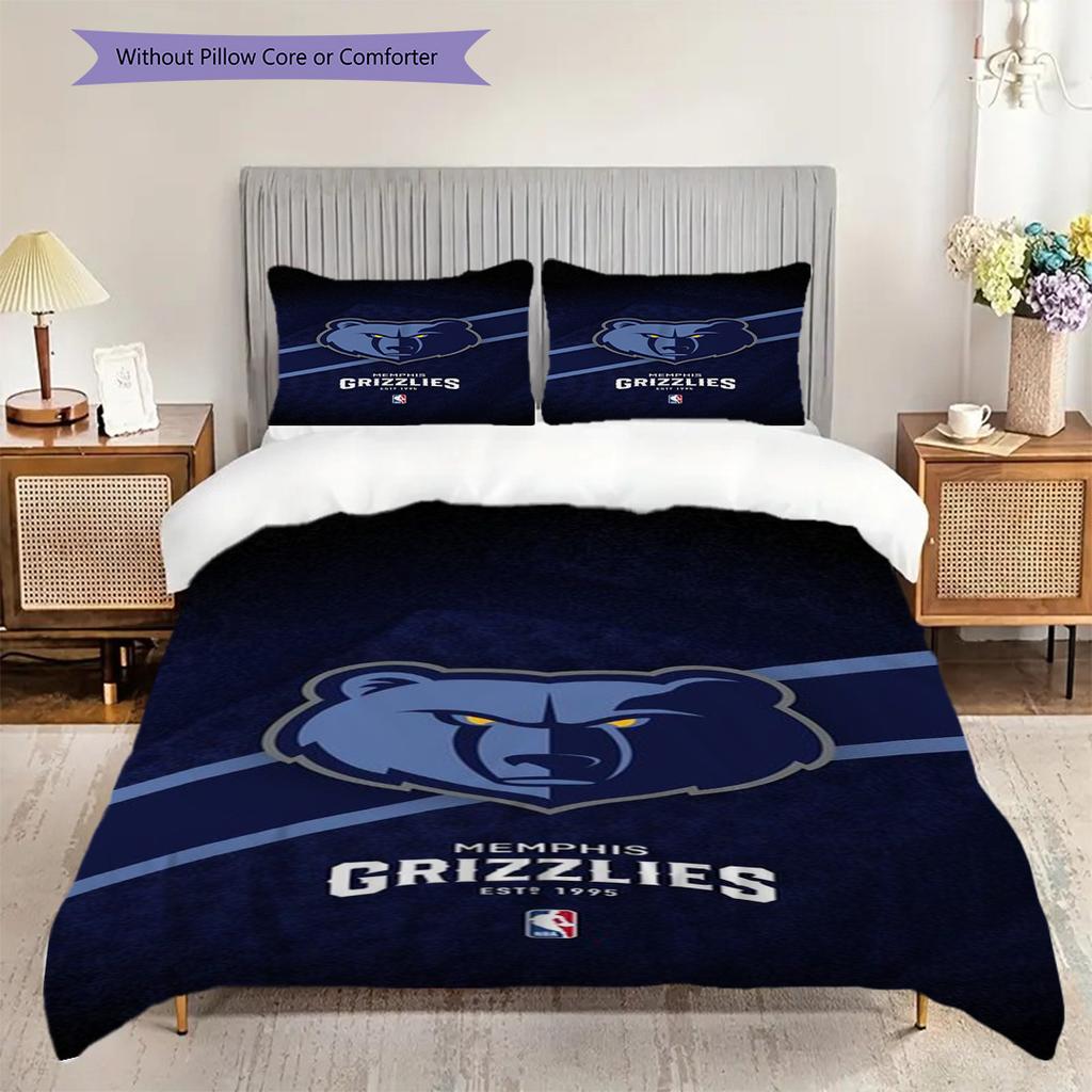 Memphis Grizzlies Blau Geist Stärke Dreiteiliges Set(1 Bettbezug + 2 Kissenbezüge, ohne Füllung)Weihnachts-Geburtstagsgeschenk Bettwäsche-Set