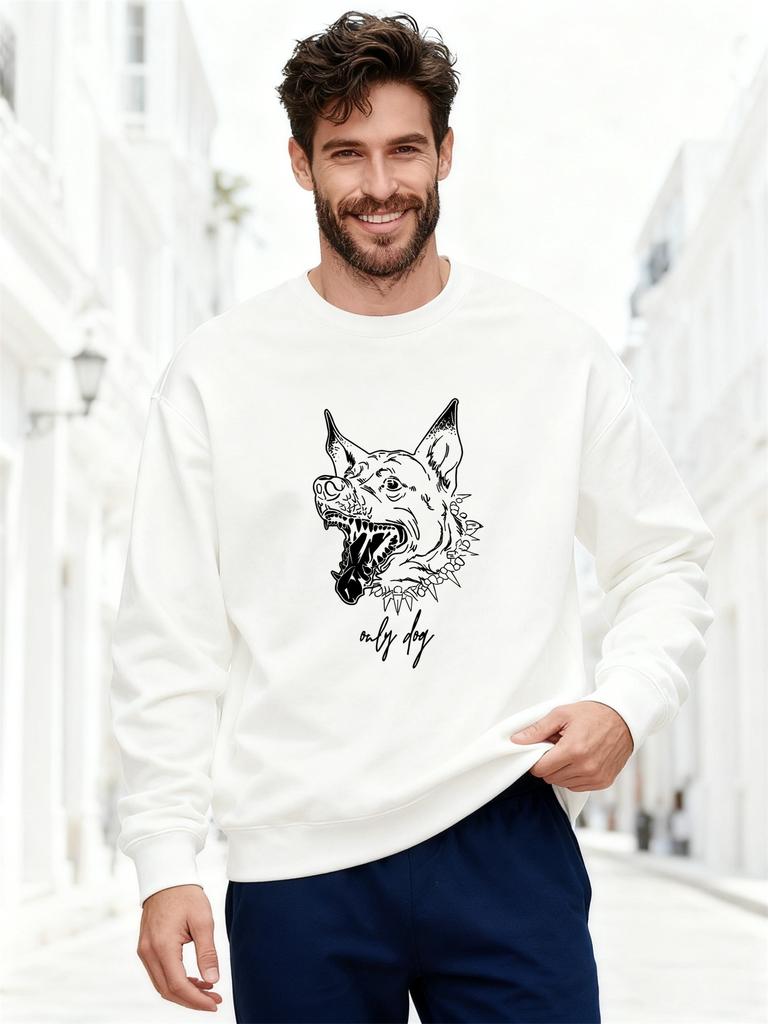 Men's Only Dog Pattern Casual Crew Neck Sweatshirt