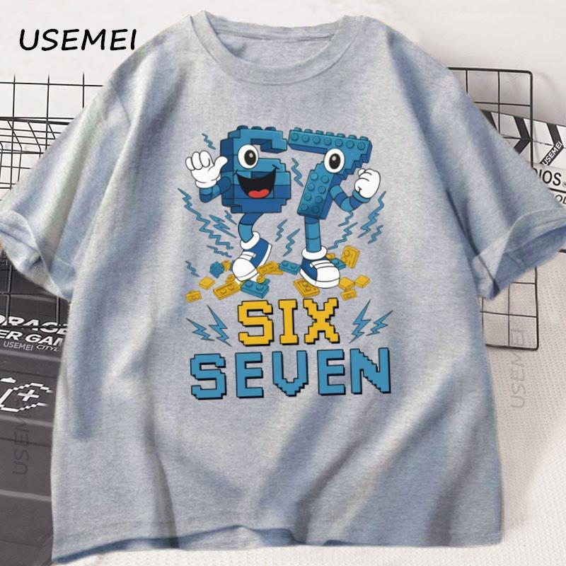 Summer Funny Six Seven T-shirt Cotton Short-sleeve Tshirt Gen Harajuku Streetwear Men Women Tees