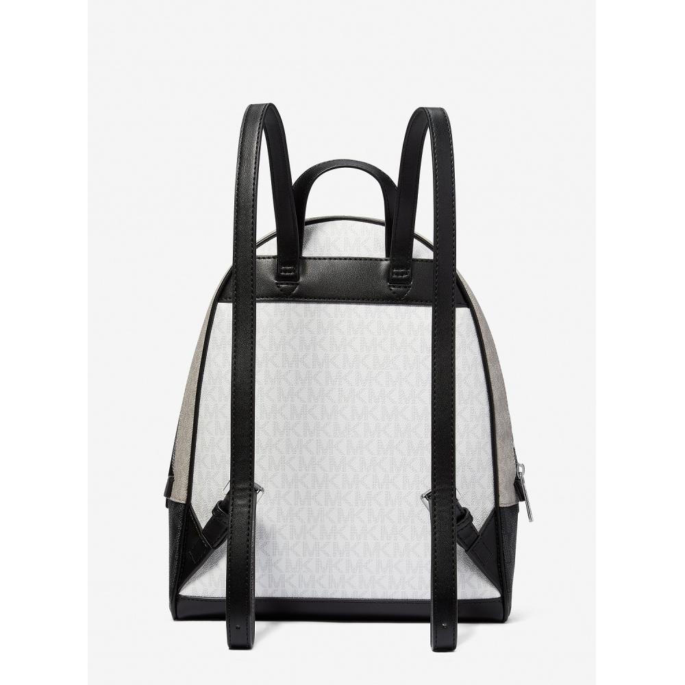 Michael Kors Rhea Zip Backpack Medium   Mk Signature 35s5srab6v1596 Optic White Multi