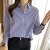 2023 Women's Korean Style Striped Cotton Shirt – Spring Loose Fit, Versatile for Inner or Outer Wear