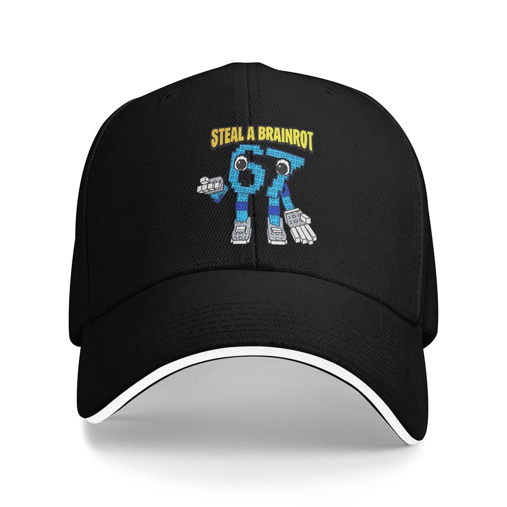 Bruh Steal a brainrot  Six Seven Baseball Cap Vintage Funny Brainrot Meme Sandwich Cap for Unisex Women Breathable Headwear Golf