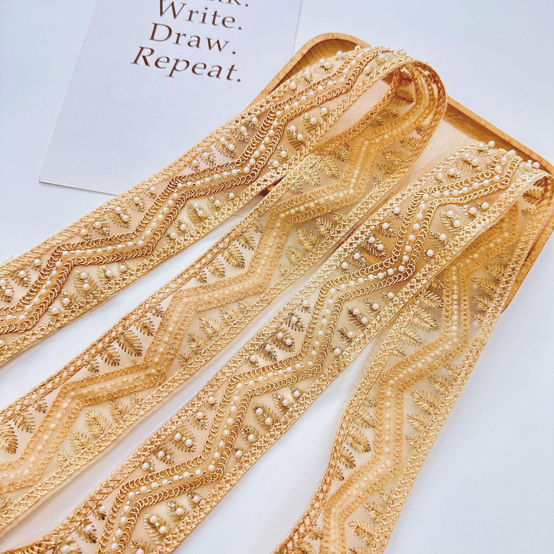 

Western Regions Antique Clothing Clothing Hot Ethnic Style Solid Color Embroidered Beads Lace Hand Cuffs Belt Decorative Barcode T3019 yellow one size