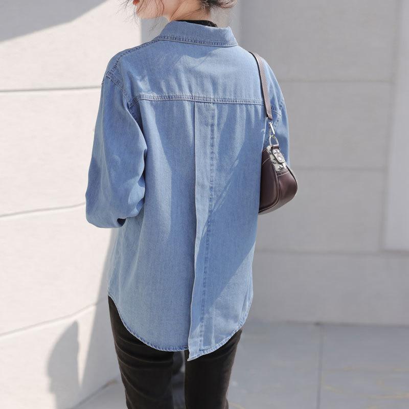 Real shot blue denim shirt women's 1116 autumn and winter Korean version chic top with retro Hong Kong style shirt jacket